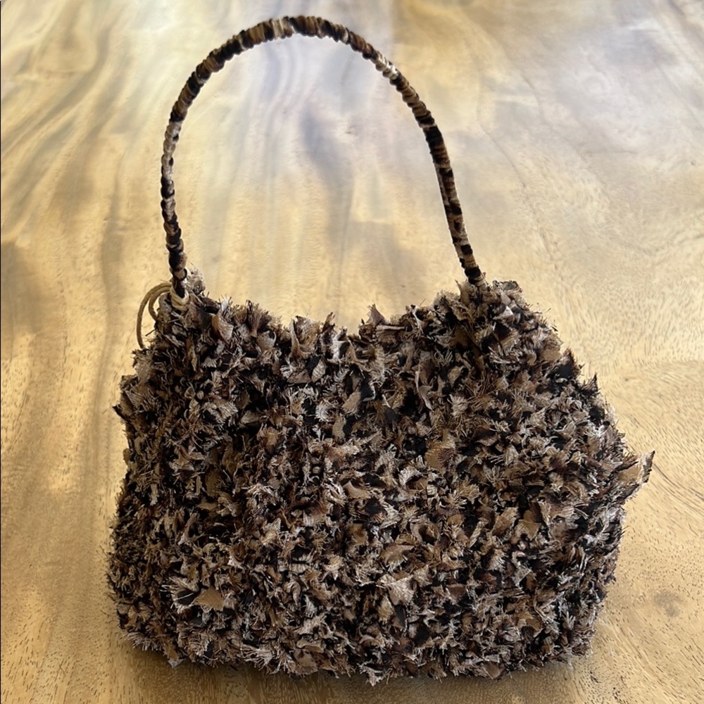 Handcrafted in Brazil, One of a Kind Tan Woven Clutch